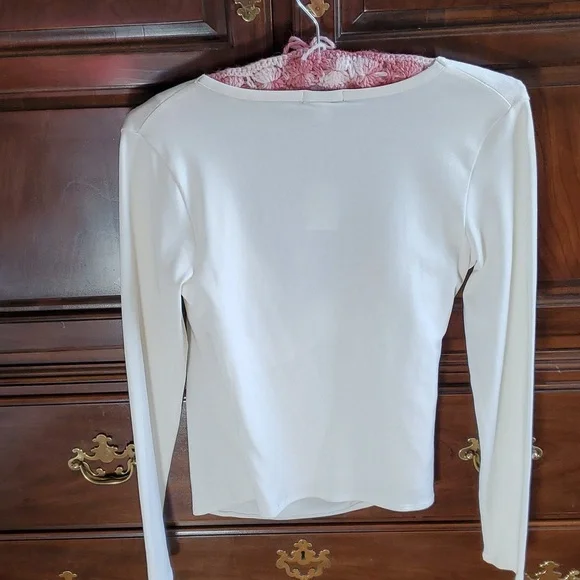 Nwt Gap Stretch Wrap White V-Neck Long Sleeve Top - Picture 3 of 5